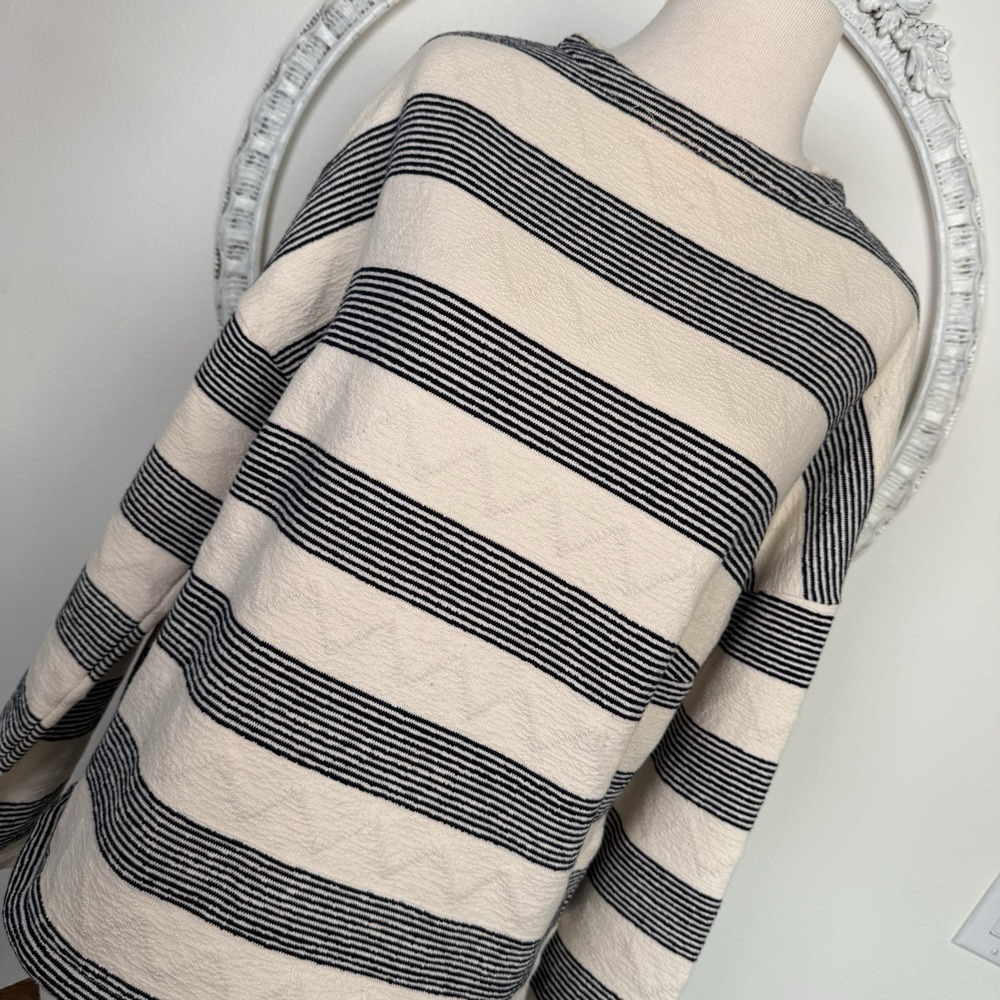 ANTHROPOLOGIE‎ Eri + Ali Women Striped Drop Shoulder Cropped Top Oversized Small
